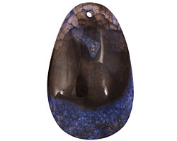 Black & Blue Agate Teardrop Pendant 35x55mm