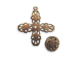 Vintaj Natural Brass Round Filigree Bead 9mm