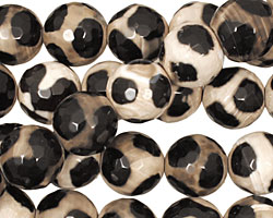 Black Spotted Agate Faceted Round 12mm