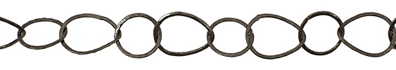 Handmade Gunmetal Large Patterned Teardrop & Ring Chain