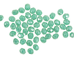 Czech Fire Polished Glass Luster Light Green Turquoise Round 3mm