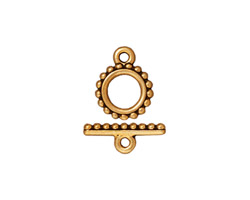 TierraCast Antique Gold (plated) Small Beaded Toggle Clasp 10mm, 15mm bar