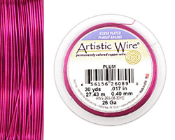 Artistic Wire Silver Plated Plum 26 gauge, 30 yards