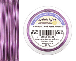 Artistic Wire Silver Plated Amethyst 26 gauge, 30 yards