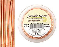Artistic Wire Bare Copper 18 gauge, 10 yards