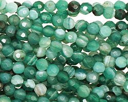 Green Line Agate Faceted Round 4mm