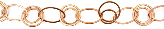 Handmade Copper Flat Double Ring & Horse Eye Chain