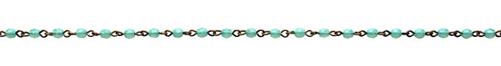Czech Fire Polished Green Opal Faceted Oval Antique Brass (plated) Bead Chain