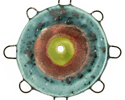 Jangles Ceramic Turquoise, Pink, Chartreuse Pinwheel 43-44mm