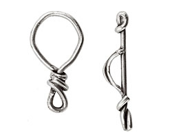 Rustic Charms Sterling Silver Medium Twisted Toggle Clasp 27x14mm, 32mm bar