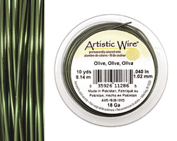 Artistic Wire Olive 18 gauge, 10 yards