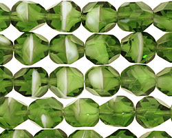 Czech Glass Bottle Green Faceted Nugget 10x8mm