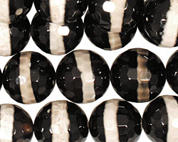 Smoky Banded Agate Faceted Round 14mm