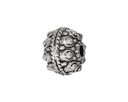 Pewter Roped & Beaded Rondelle (Large Hole) 14x18mm