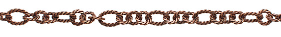 Antique Copper (plated) Roped Oval & Ring Chain