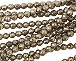 Golden Pyrite (silver tone) Faceted Round 4mm