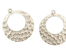 Stampt Antique Pewter (plated) Hammered Gypsy Hoop 22x25mm
