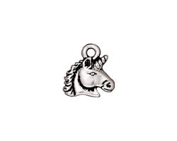 TierraCast Antique Silver (plated) Unicorn Charm 14mm