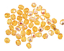 Czech Fire Polished Glass Medium Topaz AB Round 3mm
