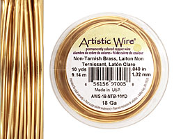Artistic Wire Non-Tarnish Brass 18 gauge, 10 yards