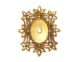 Stampt Antique Gold (plated) Floral Filigree Oval Setting 10x14mm