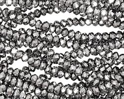 Metallic Silver Crystal Faceted Rondelle 3mm