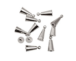Memory Wire Silver (plated) Cone w/ Ring Endcap 9.5x4mm