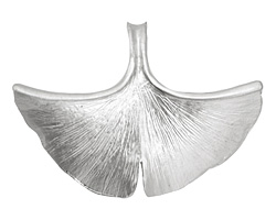 Ezel Findings Rhodium (plated) Ginkgo Leaf Pendant 40x30mm