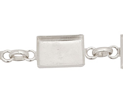 Silver (plated) Rectangle Bezel Link Bracelet 18x12mm