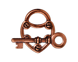TierraCast Antique Copper (plated) Lock & Key Toggle Clasp 19x24mm, 30mm bar