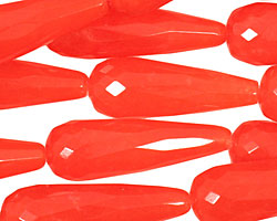 Tangerine Tango Jade Faceted Teardrop 30x10mm