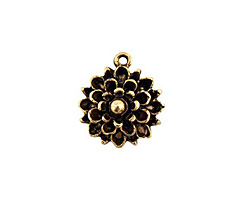 Nunn Design Antique Gold (plated) Mum Flower Charm 17x19mm