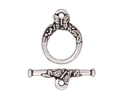 TierraCast Antique Silver (plated) Butterfly Toggle Clasp 20x15mm, 24mm Bar
