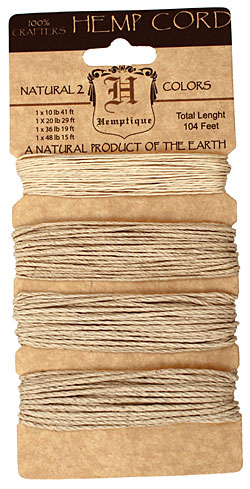 Natural Hemp Twine Multi-Weight, 104 ft total