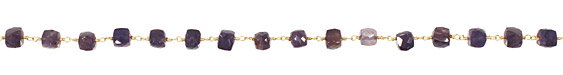 Iolite Faceted Cube Gold (plated) Bead Chain