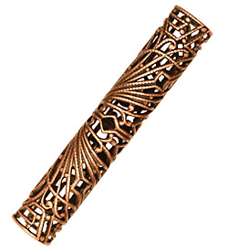 Stampt Antique Copper (plated) Long Deco Filigree Tube 52x9mm
