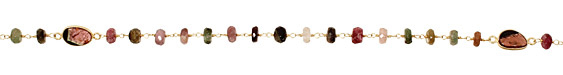 Tourmaline Faceted Rondelle w/ Freeform Gold (plated) Bead Chain