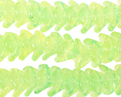Czech Glass Neon Green 3 Petal Bellflower 9x11mm