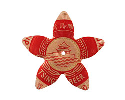 Trinket Foundry Red & Gold (Pagoda) Large 5 Petal Bottle Cap Flower 34mm
