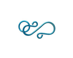 Pacific Blue Enameled Copper S Clasp 20x13mm, 8mm ring