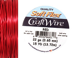 Soft Flex Red Craft Wire 22 gauge, 15 yards