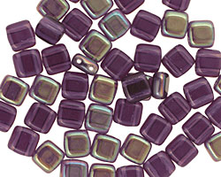 Czech Glass Tanzanite Celsian 2-Hole Tile 6mm