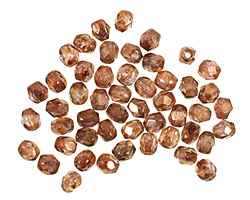 Czech Fire Polished Glass Luster Transparent Gold/Smoky Topaz Round 3mm