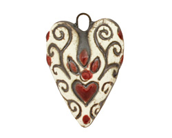 Earthenwood Studio Ceramic Everlasting Heartfire Pendant 20-21x29mm