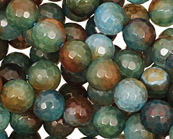 Green/Brown Fire Agate Faceted Round 8mm