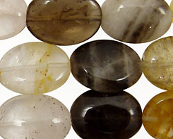 Multi Stone (Red, Yellow & Smoky) Flat Oval 20x15mm