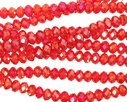 Siam Ruby AB Crystal Faceted Rondelle 4mm