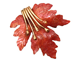 Patricia Healey Copper Embellished Maple Leaf Pendant 51x52mm