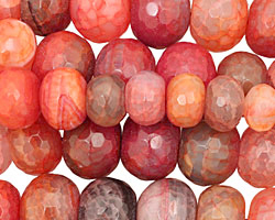 Rustic Orange Line Agate Faceted Rondelle Graduated 7-16x10-20mm