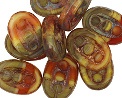 Czech Glass Sunrise Dotted Window Oval 18x13mm